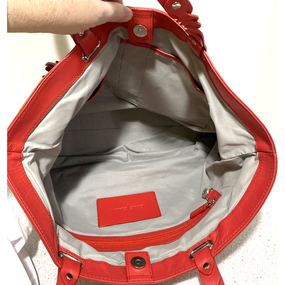 Cole Haan Woven Shoulderbag Purse Casual Bag Tan and Coral Red Beachy Resort - Picture 7 of 10